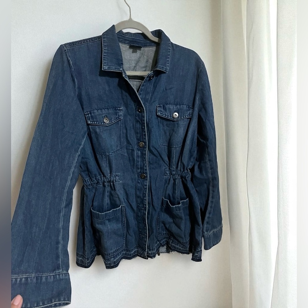 J. Jill Denim Cinch Waist Jean Utility Button Jacket Size Medium